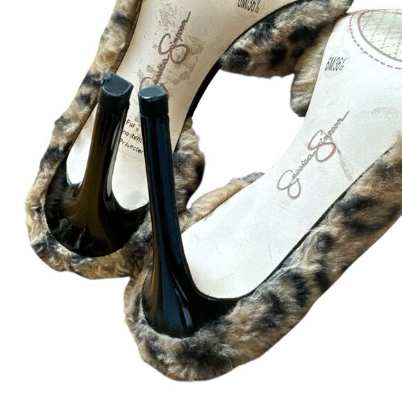 Jessica Simpson Prizma Leopard Print Faux Fur D’Orsay Stiletto Heels - Picture 6 of 8